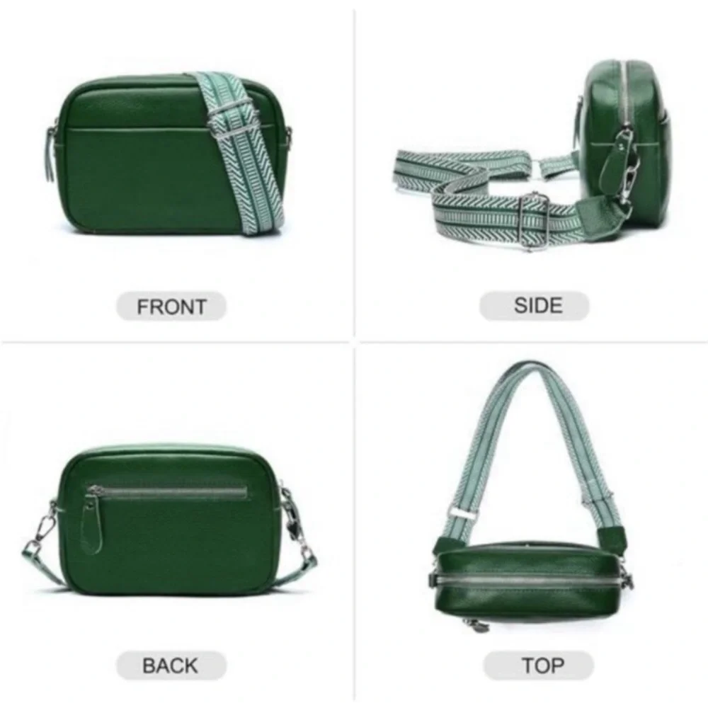 Small Crossbody Bags Genuine Leather, Green new - Picture 2 of 7